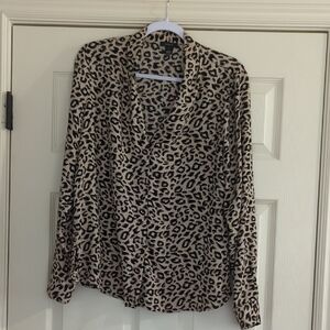 XL Halogen (Nordstrom) Button Down Long Sleeve Leopard Print